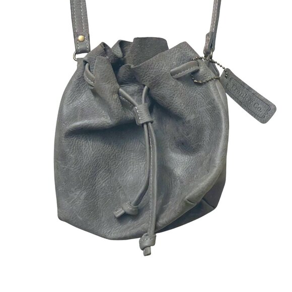Frank & Co. Leather Crossbody Bucket Bag Women's Gray  Casual Everyday Classic - Picture 2 of 10